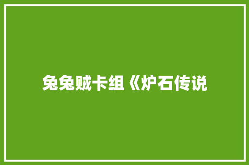兔兔贼卡组《炉石传说