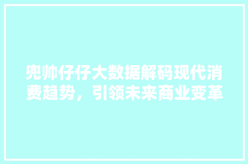 兜帅仔仔大数据解码现代消费趋势,引领未来商业变革 兜帅仔仔大数据解码现代消费趋势,引领未来商业变革