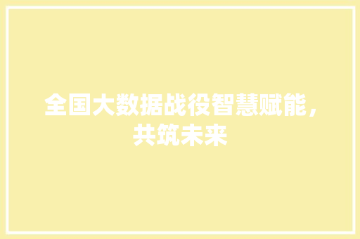 全国大数据战役智慧赋能，共筑未来