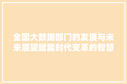 全国大数据部门的发展与未来展望赋能时代变革的智慧引擎