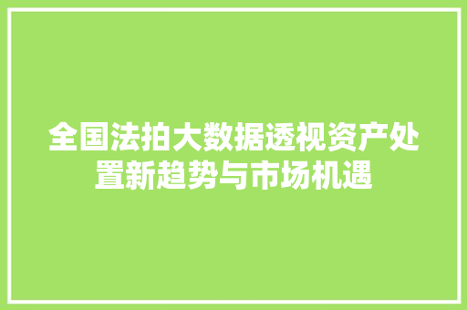 全国法拍大数据透视资产处置新趋势与市场机遇
