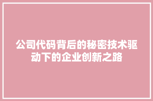 公司代码背后的秘密技术驱动下的企业创新之路