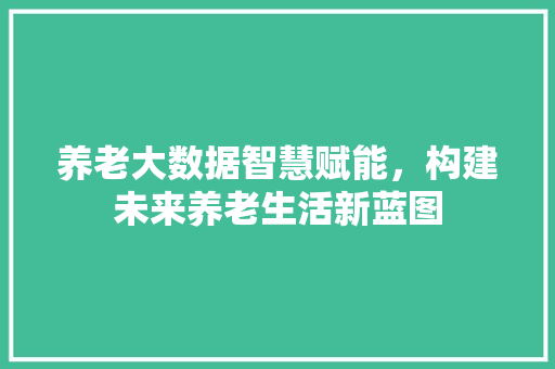 养老大数据智慧赋能，构建未来养老生活新蓝图