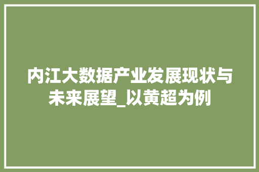 内江大数据产业发展现状与未来展望_以黄超为例