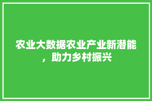 农业大数据农业产业新潜能，助力乡村振兴