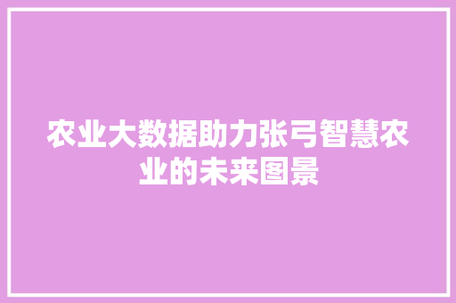 农业大数据助力张弓智慧农业的未来图景
