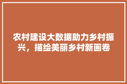 农村建设大数据助力乡村振兴，描绘美丽乡村新画卷