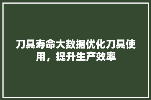 刀具寿命大数据优化刀具使用，提升生产效率