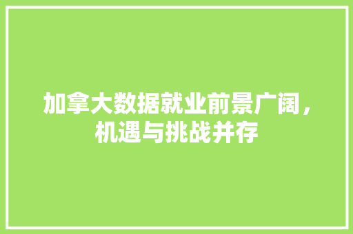 加拿大数据就业前景广阔，机遇与挑战并存