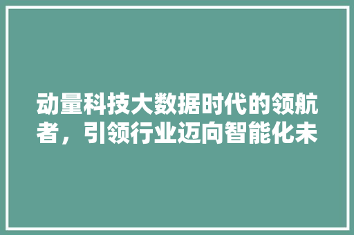 动量科技大数据时代的领航者，引领行业迈向智能化未来