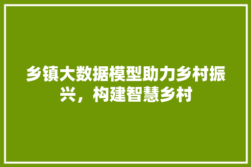 乡镇大数据模型助力乡村振兴，构建智慧乡村