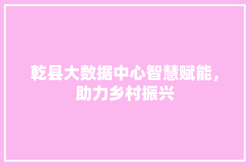 乾县大数据中心智慧赋能，助力乡村振兴