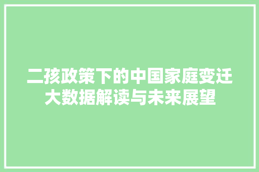 二孩政策下的中国家庭变迁大数据解读与未来展望