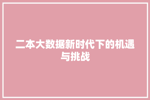 二本大数据新时代下的机遇与挑战