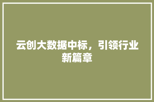 云创大数据中标，引领行业新篇章
