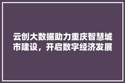 云创大数据助力重庆智慧城市建设，开启数字经济发展新篇章