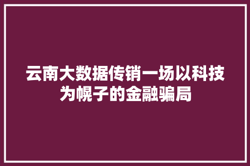 云南大数据传销一场以科技为幌子的金融骗局