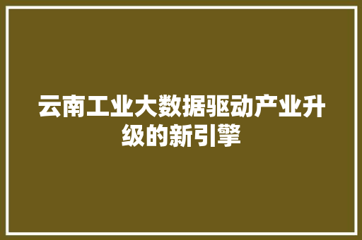 云南工业大数据驱动产业升级的新引擎