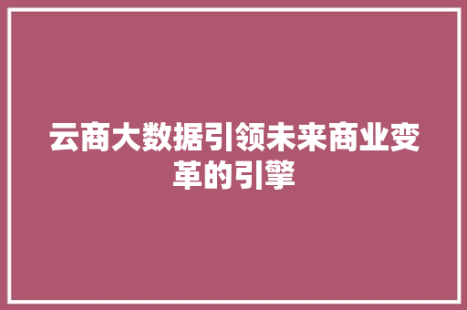 云商大数据引领未来商业变革的引擎
