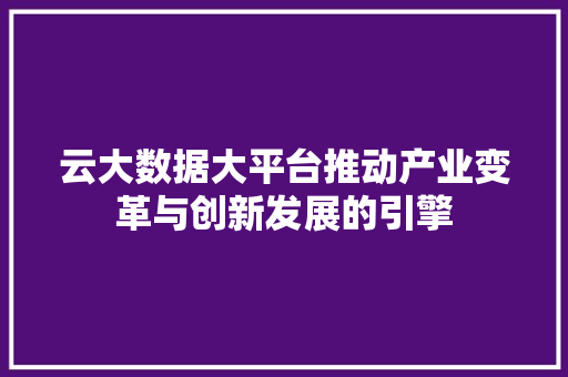 云大数据大平台推动产业变革与创新发展的引擎