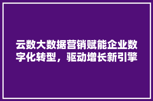 云数大数据营销赋能企业数字化转型，驱动增长新引擎