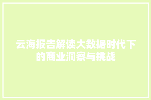 云海报告解读大数据时代下的商业洞察与挑战