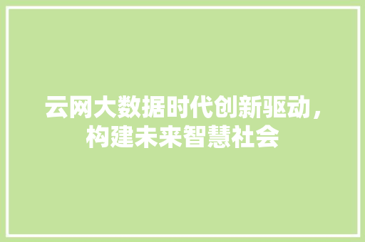 云网大数据时代创新驱动,构建未来智慧社会 云网大数据时代创新驱动,构建未来智慧社会
