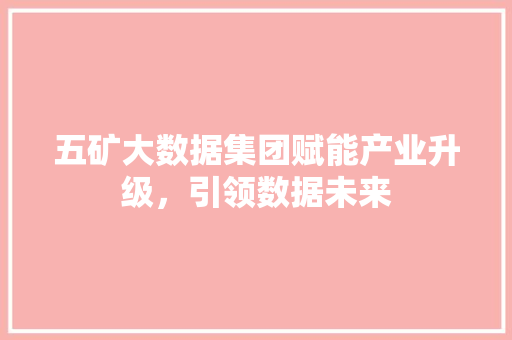 五矿大数据集团赋能产业升级，引领数据未来