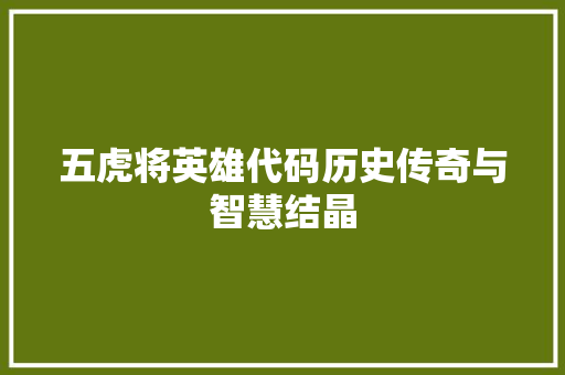 五虎将英雄代码历史传奇与智慧结晶
