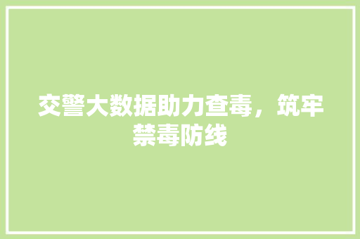 交警大数据助力查毒,筑牢禁毒防线 交警大数据助力查毒,筑牢禁毒防线