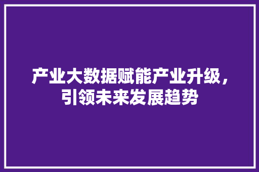 产业大数据赋能产业升级，引领未来发展趋势