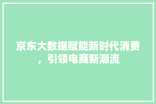 京东大数据赋能新时代消费，引领电商新潮流