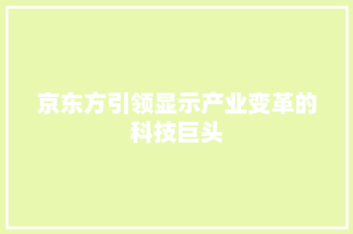 京东方引领显示产业变革的科技巨头