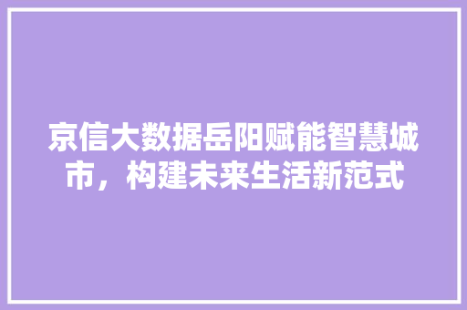 京信大数据岳阳赋能智慧城市,构建未来生活新范式 京信大数据岳阳赋能智慧城市,构建未来生活新范式