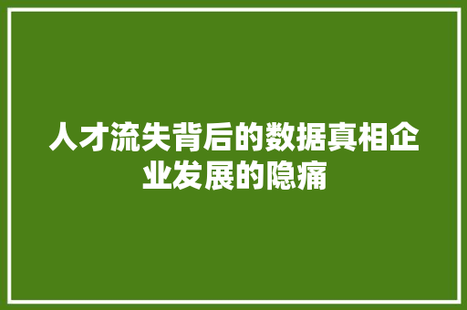 人才流失背后的数据真相企业发展的隐痛 人才流失背后的数据真相企业发展的隐痛