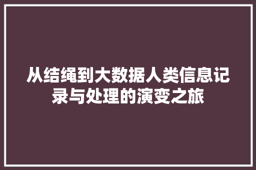 从结绳到大数据人类信息记录与处理的演变之旅