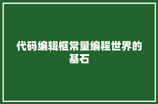 代码编辑框常量编程世界的基石