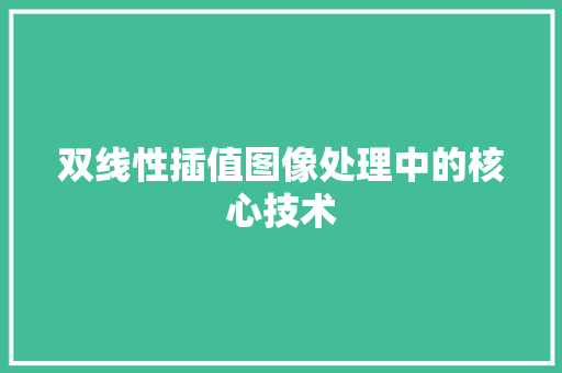 双线性插值图像处理中的核心技术 双线性插值图像处理中的核心技术