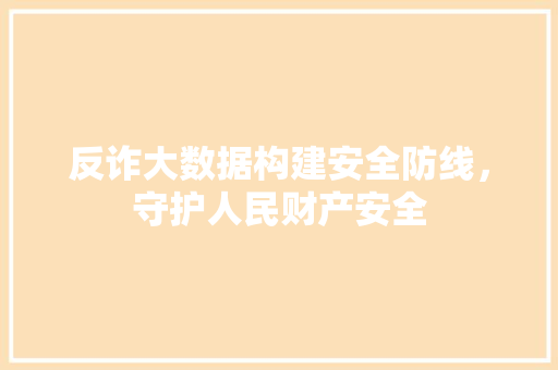 反诈大数据构建安全防线，守护人民财产安全