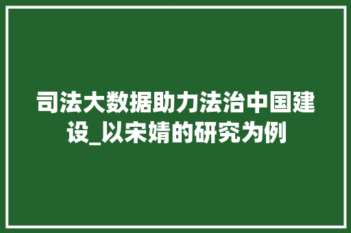 司法大数据助力法治中国建设_以宋婧的研究为例