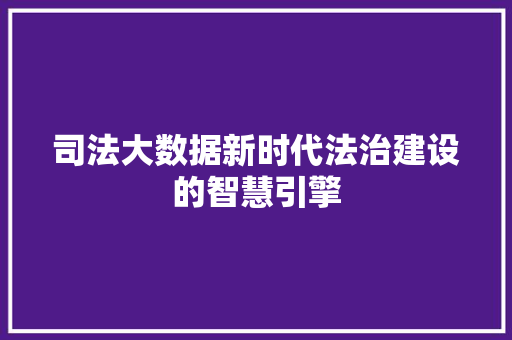 司法大数据新时代法治建设的智慧引擎 司法大数据新时代法治建设的智慧引擎