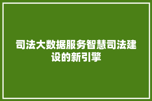 司法大数据服务智慧司法建设的新引擎 司法大数据服务智慧司法建设的新引擎