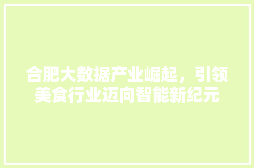 合肥大数据产业崛起，引领美食行业迈向智能新纪元
