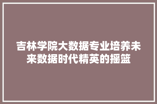 吉林学院大数据专业培养未来数据时代精英的摇篮