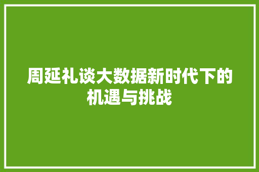 周延礼谈大数据新时代下的机遇与挑战 电脑配置