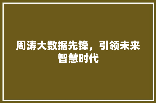 周涛大数据先锋,引领未来智慧时代 周涛大数据先锋,引领未来智慧时代