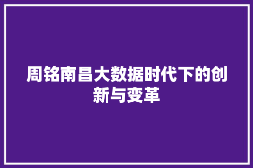 周铭南昌大数据时代下的创新与变革