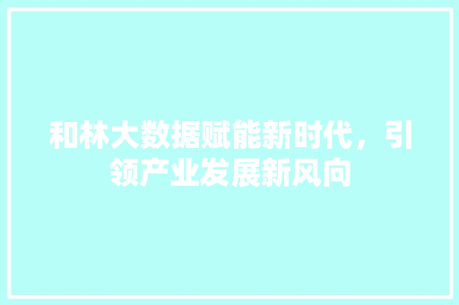 和林大数据赋能新时代，引领产业发展新风向