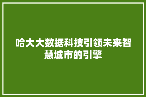 哈大大数据科技引领未来智慧城市的引擎 电脑故障维修