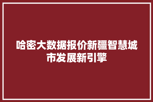 哈密大数据报价新疆智慧城市发展新引擎